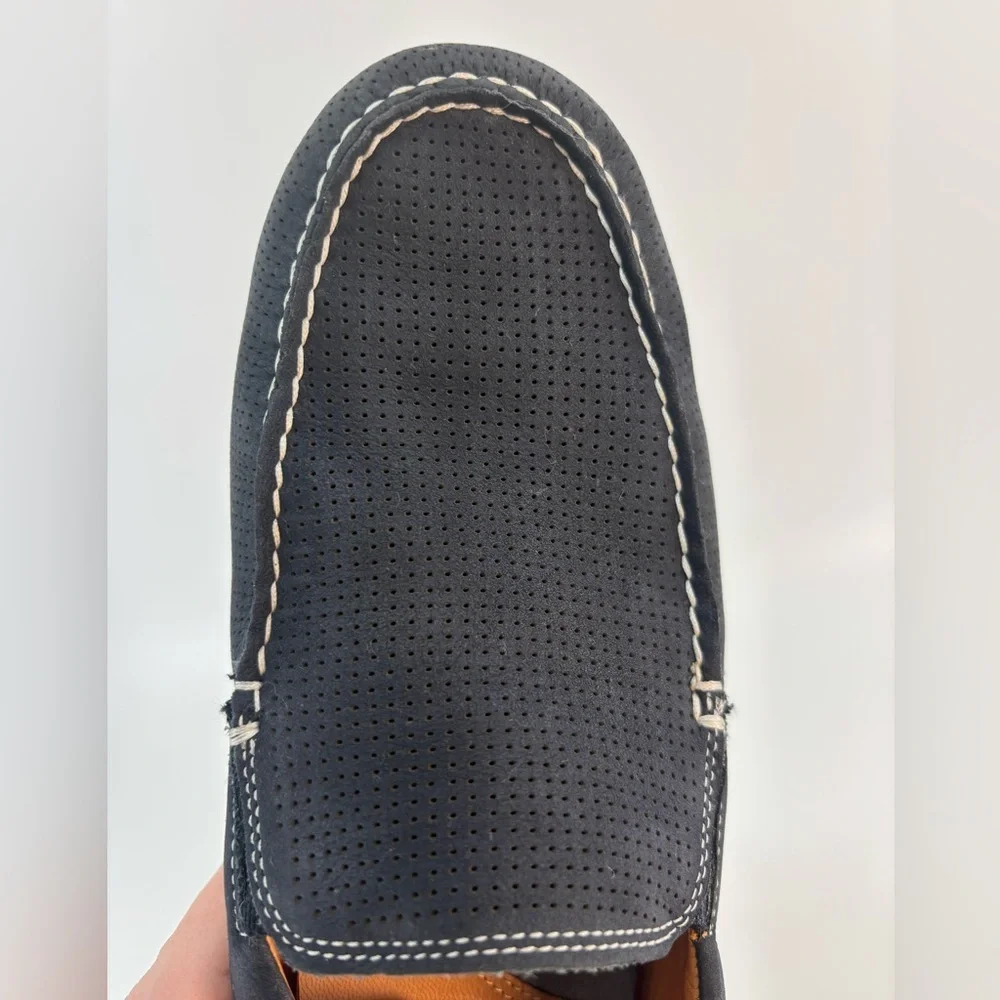 Johnston & Murphy Cord Venetian loafers 8 nubuck sheepskin leather navy